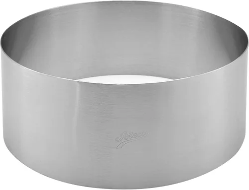 Vista 5 de Ateco Anillo redondo para pastel y molde de postre, suministro para hornear, 2.375 x 1.75 pulgadas de alto, plateado