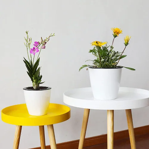 Vista 7 de Haawooky Juego de 12 macetas de riego automático de plástico, maceta de flores de plástico de 4 pulgadas con maceta interior, maceta de riego