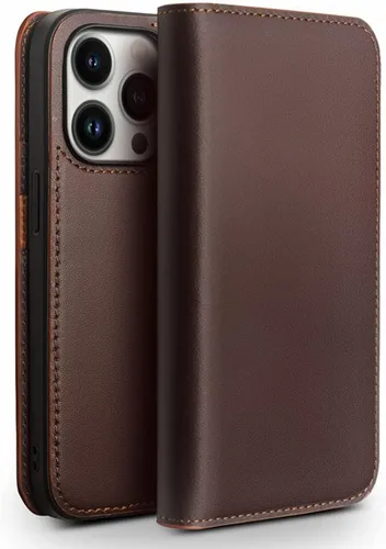 Vista 11 de COOVS Funda tipo cartera para iPhone 14/14 Plus/14 Pro/14 Pro Max, funda con cierre magnético de piel auténtica de alta calidad, con bloqueo RFID