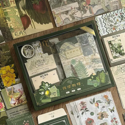 Vista 6 de Kit de Suministros para Scrapbooking, Kit de Scrapbook Estético Botánico Vintage para Bullet Journal Junk Journal A6 Cuaderno de Cuadrícula