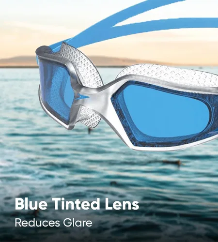 Vista 3 de Speedo Hydropulse - Gafas de seguridad con protección UV blanca/gris con correa ajustable y acolchada para la cabeza y lentes de visión amplia