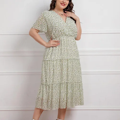 Vista 2 de Women's Summer Dresses 2023 Fashion Plus Size Loose Casual Short Sleeve Printed Dress Sun Dresses Casual
