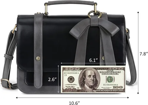 Vista 6 de ECOSUSI Bolso cruzado pequeño estilo vintage, bolso de trabajo de cuero vegano con lazo desmontable