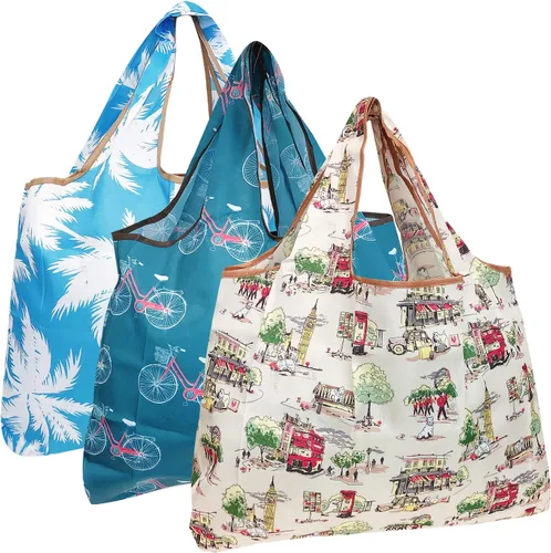 Vista 8 de allydrew Bolsas de compras reutilizables de nylon grandes ecológicas (juego de 3)