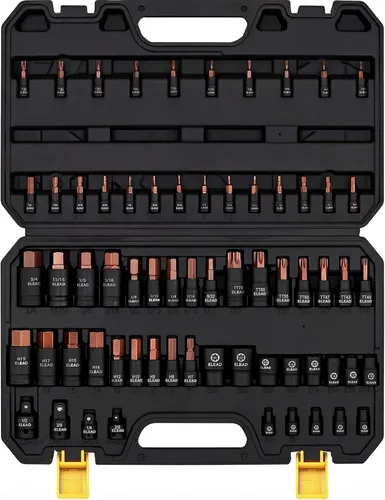 Vista 12 de Juego de llaves de vaso E-Torx invertidas de 17 piezas, acero Cr-V de impacto prémium E4 - E24 Star hembra para llave de impacto 1/2 3/8 1/4 Kit