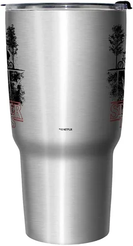 Vista 2 de Netflix Stranger Things Upside Down - Taza de viaje de acero inoxidable, 27 onzas, multicolor