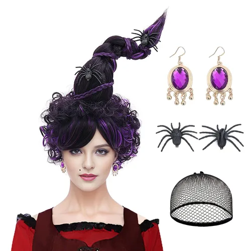 Vista 28 de Peluca Corta Púrpura Cosplay Peluca Corta Bob Púrpura Peluca de Halloween para Disfraces de Mujeres Púrpura/Bob