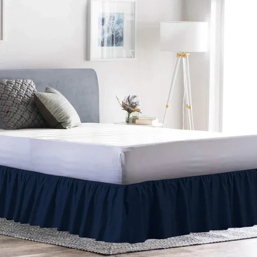 Vista 15 de Falda de cama individual negra para falda de cama con volantes con caída de 16 pulgadas, tela de tres lados ajustable con volantes suaves y sedosos