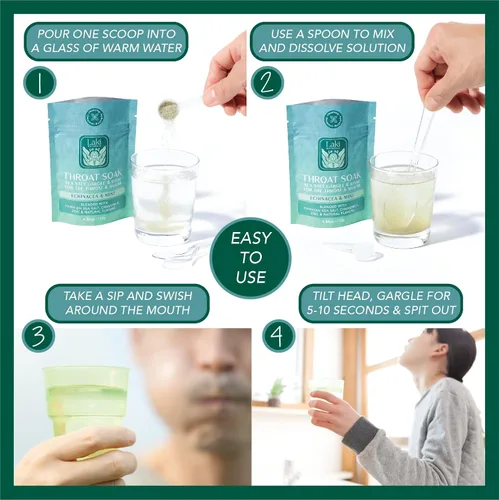Vista 7 de Laki Naturals Bolsa para remojar la garganta de equinácea y menta con cucharada