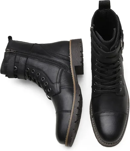 Vista 9 de Vostey Botas para hombre, botas casuales de motocicleta para hombre, botas chukka impermeables para hombre