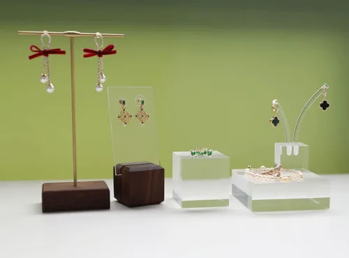 Vista 7 de Pequeño elevador de pantalla transparente, bloque acrílico para venta de joyas, anillo de aretes transparente para exhibición de armario【1.97