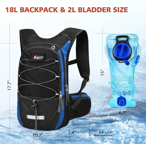 Vista 5 de Hydration Pack, Insulated Hydration Backpack with 2L Hydration Bladder, Hiking Backpack for Men Women Kids, Water Backpack for Hiking, Running