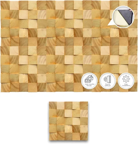 Vista 21 de 1 Panel de arte de pared de madera de Finlandia de alto grado estilo bloque estético Difusor de sonido acústico STC 27 Decoración para el hogar