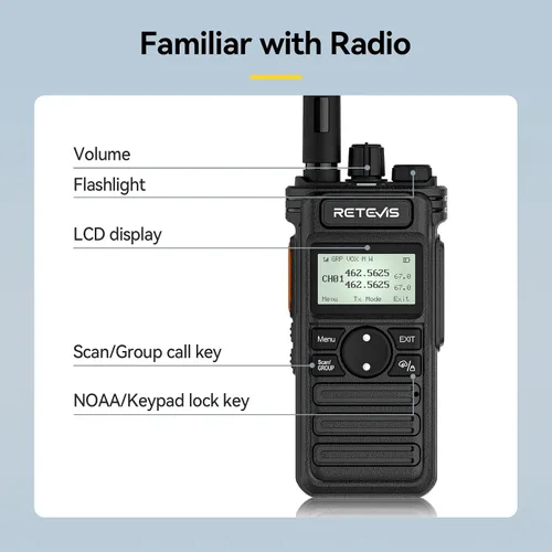 Vista 9 de Retevis RT86S (2ª generación RT86) Radio bidireccional de largo alcance, radio de emergencia, Walkie Talkie NOAA, alta potencia, radio GMRS duradera