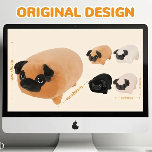 Vista 4 de MMguai Peluche Suave de Bulldog Lindo Bulldog Francés Animales de Peluche con 4 Peluches de Cachorro Bebé en su Barriga, Almohada Blanda Grande