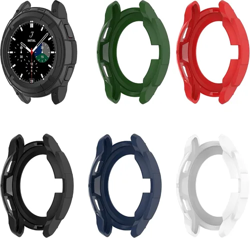 Vista 2 de Funda compatible con Samsung Galaxy Watch 4 Classic de 1.812 pulgadas, funda protectora con borde protector con anillo bisel para Galaxy Watch 4