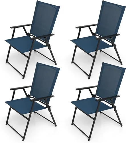 Vista 7 de Anmutig 2 sillas plegables rojas para patio al aire libre con respaldo alto, reposabrazos ligeros
