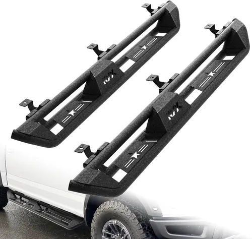 Vista 9 de KYX Estribos para Ford F150 2015-2024 2017-2024 F250 F350 Supercrew Cab, 3 peldaños laterales de tubo, diseño de dos escalones para puerta
