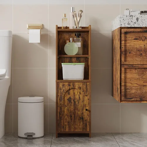 Vista 13 de Hzuaneri Gabinete de almacenamiento de baño pequeño, gabinetes estrechos de Blanco