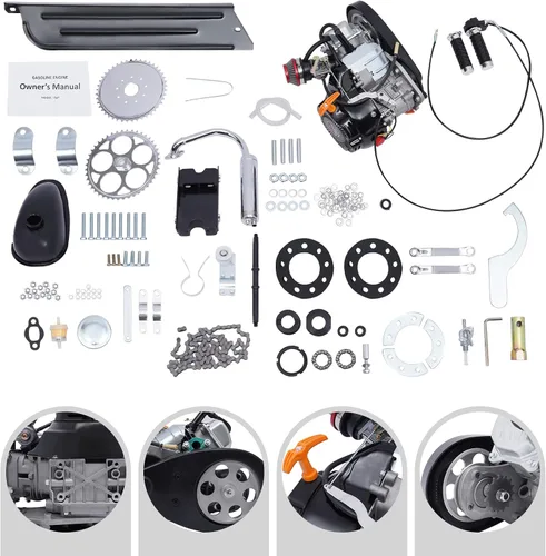 Vista 7 de Kit de motor de bicicleta de 100 cc, kit de motor de ciclo de 4 tiempos, potente arranque de tracción de un solo cilindro, gasolina, motor