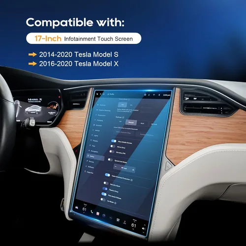 Vista 2 de LFOTPP Protector de pantalla para Model X 2016-2020 Tesla Model X / 2013-2020 Model S de 17 pulgadas, vidrio templado de 17 pulgadas, dureza 9H