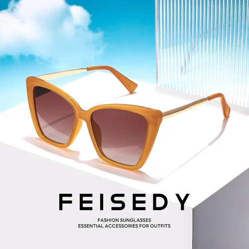 Vista 7 de FEISEDY Gafas de sol polarizadas de moda para mujer, gafas de sol cuadradas retro para mujer con ojo de gato B4134
