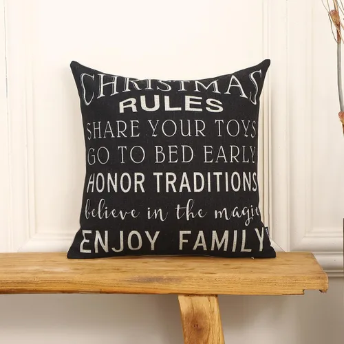 Vista 2 de TRENDIN Funda de almohada de Navidad de 18 x 18 pulgadas para sofá, decoración de Navidad, funda de cojín cuadrada de lino, decoración del hogar