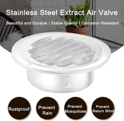 Vista 6 de Zonon 1 pieza de ventilación de acero inoxidable Soffit de 4 pulgadas redonda para secadora con pantalla de malla para el hogar, baño, pared, techo