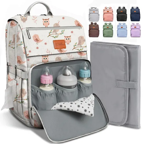 Vista 10 de PILLANI - Mochila grande para llevar pañales de bebé, para viajar, cambiador incluido, producto esencial para recién nacidos, artículos para mamá