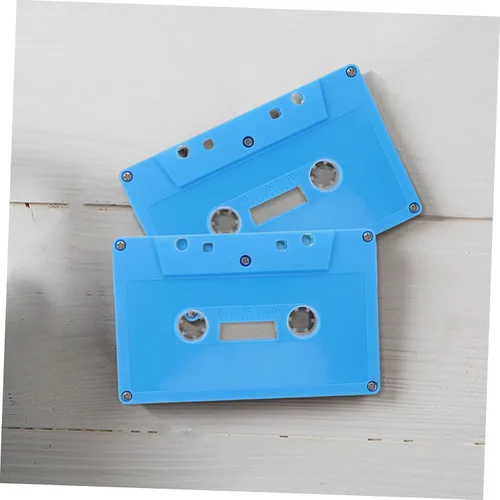 Vista 5 de Retro Blue Blank Audio Cassettes 2pcs for Xmas Party Decor