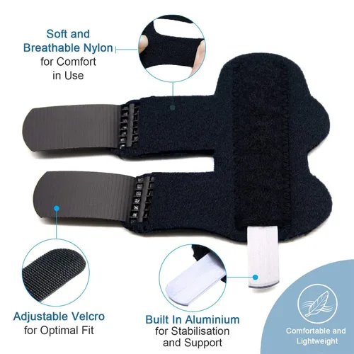 Vista 4 de Férula de dedo de gatillo para enderezar los dedos, artritis, esguince y lesiones (2 piezas, negro)