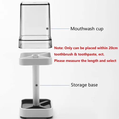 Vista 5 de El soporte para cepillos de dientes con taza/cubierta contiene 3 ranuras, compatible con cepillos de dientes convencionales, puede almacenar pasta