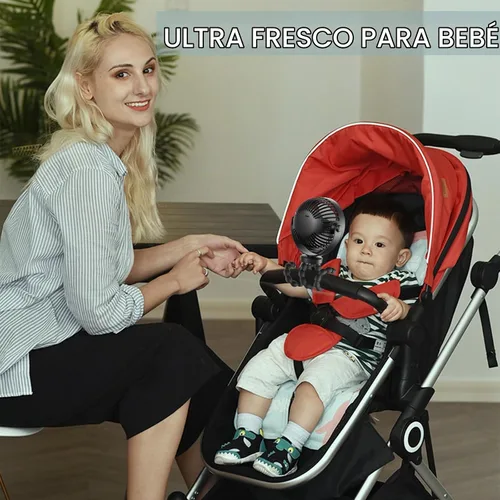 Vista 2 de COMLIFE Ventilador para cochecito de bebé, funciona con batería recargable, enfriamiento máximo de 10 horas, 3 velocidades, ventilador de escritorio