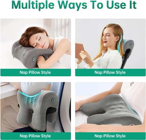 Vista 2 de Silla de oficina con reposacabezas, almohada para el cuello de espuma viscoelástica, soporte para el cuello, almohada de reposacabezas de apoyo