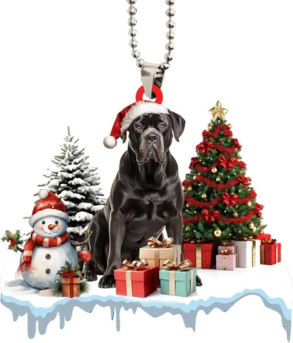 Vista 7 de Talataca Cane Corso - Adorno de Navidad plano 2D, cajas de regalo Cane Corso, decoración de árbol de pino, colgante de casa colgante para recuerdo