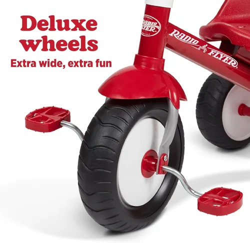 Vista 2 de Radio Flyer Deluxe Steer & Stroll Trike, Sencillo, rojo, Rojo