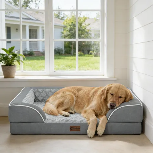 Vista 74 de Camas ortopédicas para perros grandes, cama de espuma viscoelástica impermeable para mascotas grandes con lados 89x56 cm, sofá para perros grandes
