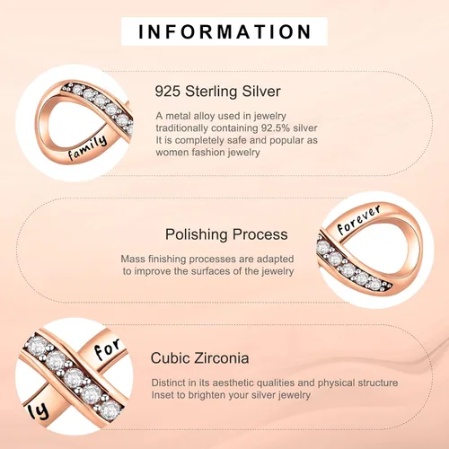 Vista 4 de Annmors Dijes de plata de ley 925 con circonitas cúbicas 5A para mamá, familia, amor, para pulseras europeas, regalo de Navidad para mujeres y niñas