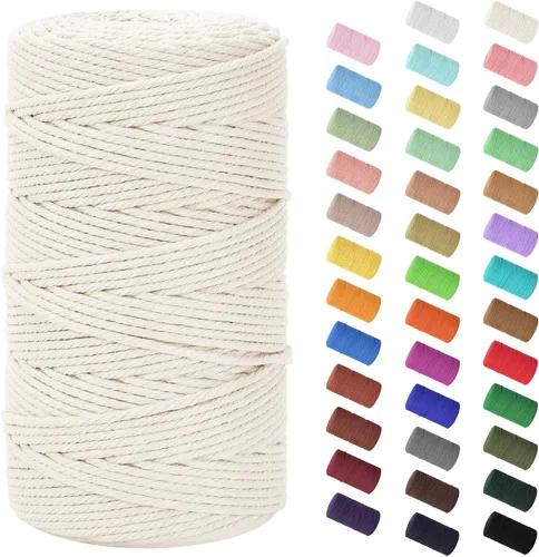 Vista 112 de Cuerda de macramé de 0.079 in x 220 yardas (656 pies), cuerda de algodón natural para colgar en la pared, ganchos de plantas, manualidades Verde
