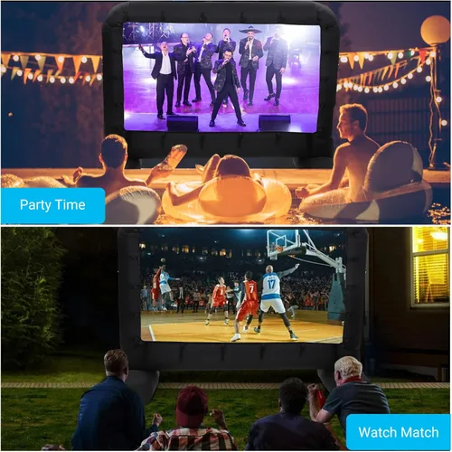 Vista 7 de Pantalla de proyector inflable de 20 pies, soporte para pantalla de cine al aire libre con soplador de aire silencioso y bolsa de almacenamiento