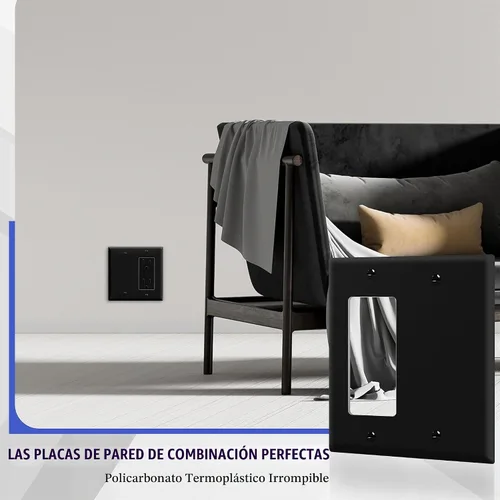 Vista 3 de ENERLITES Combination Decorator - Placa de pared basculante y salida en blanco, tamaño estándar, cubierta de interruptor de luz de 2 cuadras, 4.50 x