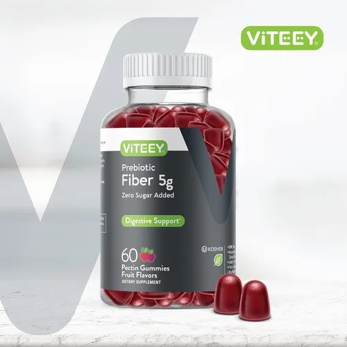 Vista 2 de Viteey Gomitas de fibra prebiótica para adultos, 0.18 oz - Gomitas de suplemento de fibra soluble digestiva y salud intestinal - Cero azúcar