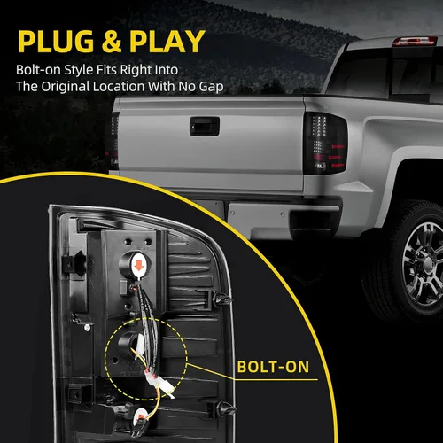 Vista 5 de DWVO Conjunto de luz trasera LED compatible con Chevy Silverado 1500/07-10 Silverado 2500 HD y 3500 HD