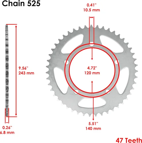 Vista 2 de Caltric Piñón de cadena de rueda trasera compatible con Suzuki V-Strom 650 DL650 2004-2009 2011-2012 2014-2017 47 dientes