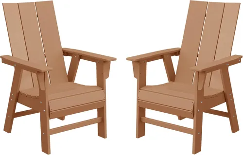 Vista 16 de WestinTrends Ashore - Juego de 2 sillas de comedor Adirondack de plástico HDPE para exteriores, color negro