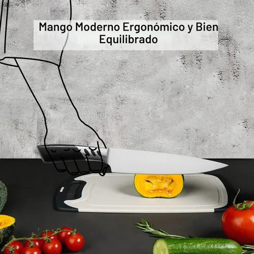 Vista 5 de CHUSHIJI Juego de cuchillos de cocina de 3 piezas Juego de cuchillos de chef profesional con cuchillo de chef de 8 pulgadas, cuchillo Santoku de 7
