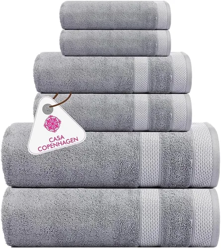Vista 44 de CASA COPENHAGEN Juego de 6 toallas Ecstatic - Amarillo Mantequilla, 600 GSM 2 toallas de baño 2 toallas de mano 2 toallitas, diseñadas en Dinamarca