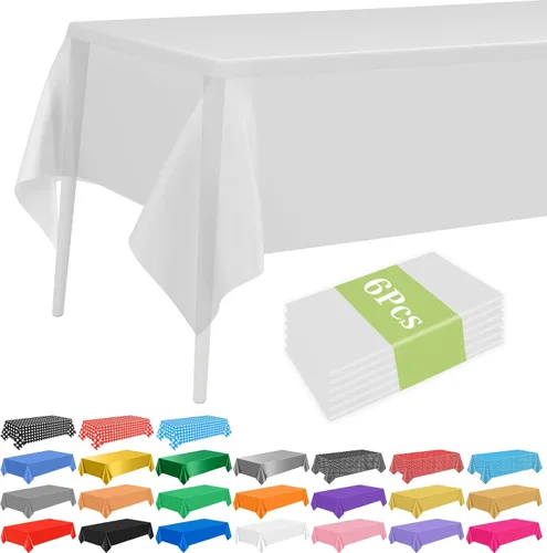 Vista 15 de PLULON 6 Pzas Manteles de Colores Arcoíris de Plástico Desechables Cubierta de Mesa para Mesas Rectangulares 54 x 108 Pulgadas Mantel Impermeable
