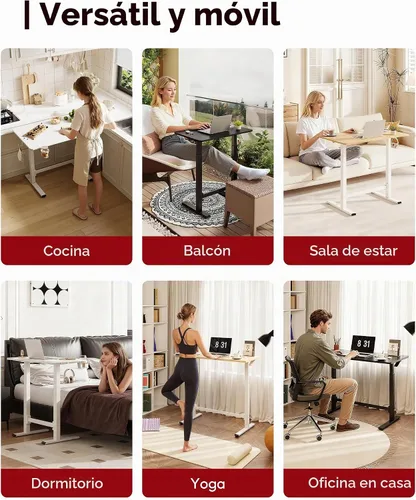 Vista 7 de SANODESK 32''x20'' Gas-Spring Lifting Mobile One-Piece Standing Desk