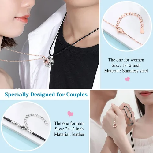 Vista 3 de UPROMI Collar de pareja para novio, novia, marido, hombre, alma gemela, aniversario, día de San Valentín, regalos para él y ella